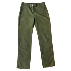 Valentino Suede Olive Green Trouser Pants, EU 42 or US 6